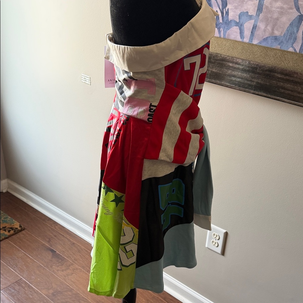 AKIRA Multicolor Patchwork High-Low Skirt with Red Panels - Picture 6 of 14